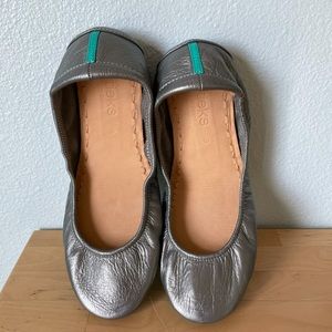 Brand new Tieks, metallic pewter, size 9